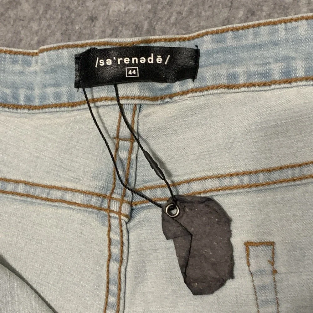 NWT Serenede Jeans Men's 44x31 Distressed Paint Splatter White Black Stripe